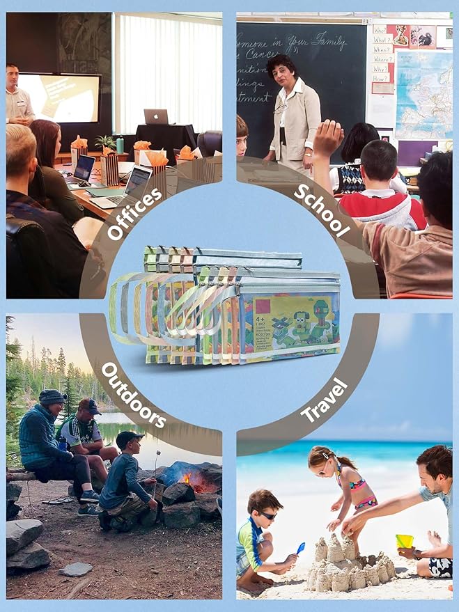 A4A5-2Layers 10 Pack Colored Mesh Zipper Pouch Bags, Double-Layer Nylon Puzzle Building Block Sets Toy Storage & Organization, Breathable See Through Zipper Pouch