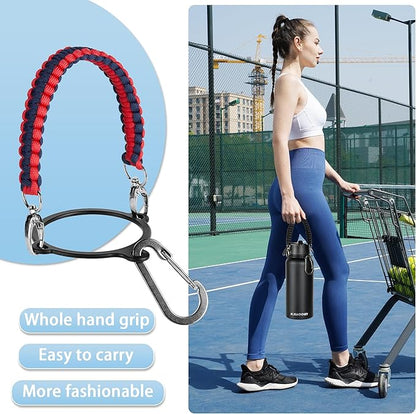 32 oz Insulated Water Bottle with Paracord Handles & Strap, 2 Lids(Straw Lid&Spout Lid), Stainless Steel Reusable Wide Mouth Metal Water Bottle With Straw, Double Walled, Thermo Mug(Dark Rainbow)