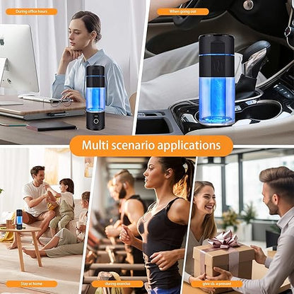 Hydrogen Rich Water Bottle, Portable Rechargeable Rich Hydrogen Water Generator Bottle Pure H2 Water Bottle, Hydrogen Contents Up to 5000 ppb, zbfc2BLACK