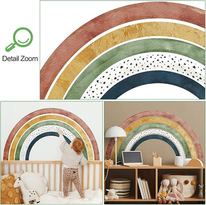 Amaonm Removable 3D Large Colorful Boho Full Rainbow Wall Sticker Peel and Stick Self-Adhesive Colorful Pastel Rainbow Wall Decals Wallpaper for Kids Girls Bedroom Nursery Decoration
