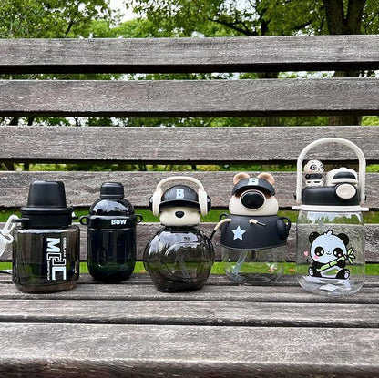 Black Leak-Proof Water Bottle with Flip Top Reusable Plastic Drinking Bottle for School, Gym and Workout (Classic)