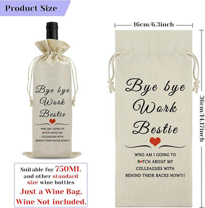 Goodbye Gift Coworker Leaving Gift Wine Bag Funny Going Away Gift Farewell Gift for Colleague Reusable Wine Bottle Bags Retirement Christmas Gift for Friends Coworker Drawstring Wine Wrapping Bag