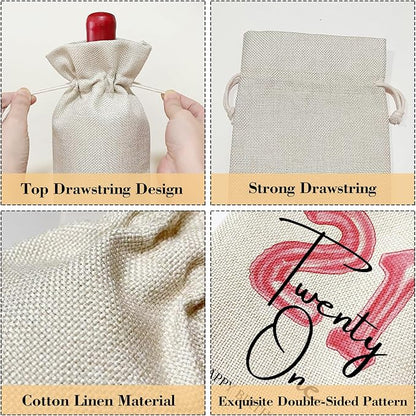 21st Birthday Gifts for Women Daughter Girlfriend Sister, 21 Year Old Birthday Gifts, 21st Birthday Gifts for Her, Birthday Party Favor Wine Bag Decoration Supplies, Wine Gifts for Women /02