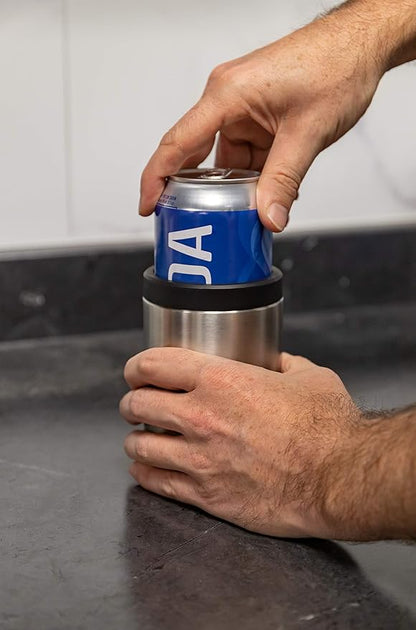 Camco Currituck Stainless Steel Can Holder- Holds 12 oz Drink Cans and Glass Bottles and Much More, Won't Condensate (51863)