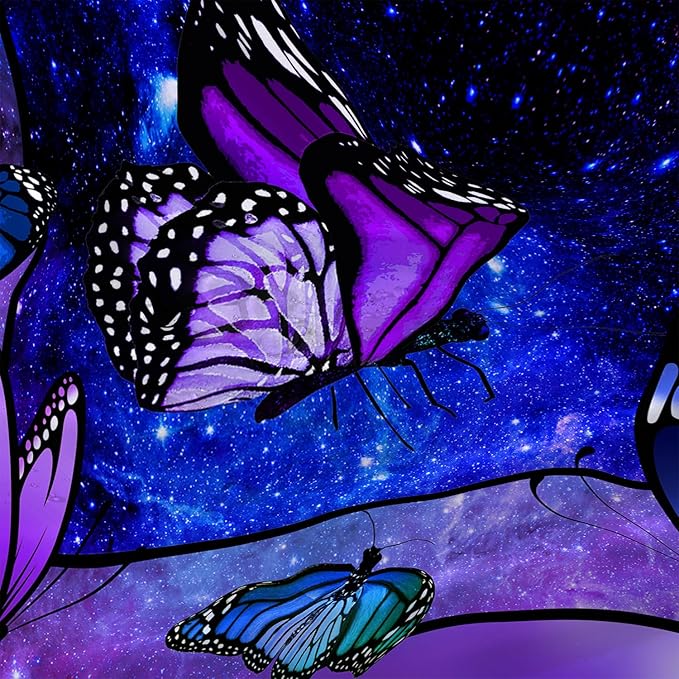 AILONEN Butterfly Shower Curtain for Bathroom Mystic Purple Galaxy Starry Decor Bath Curtain 60" W*72" H Polyester Fabric Waterproof Bathroom Curtain with 12 Hooks