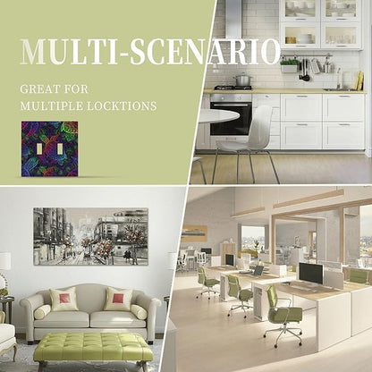 Multicolor Colors Sea Turtle Double Toggle Light Switch Covers 2 Gang Wall Plate Dual Decorative Switchplate Electrical Faceplate for Bathroom Country Kitchen Bedroom Decor, 4.9" x 5"