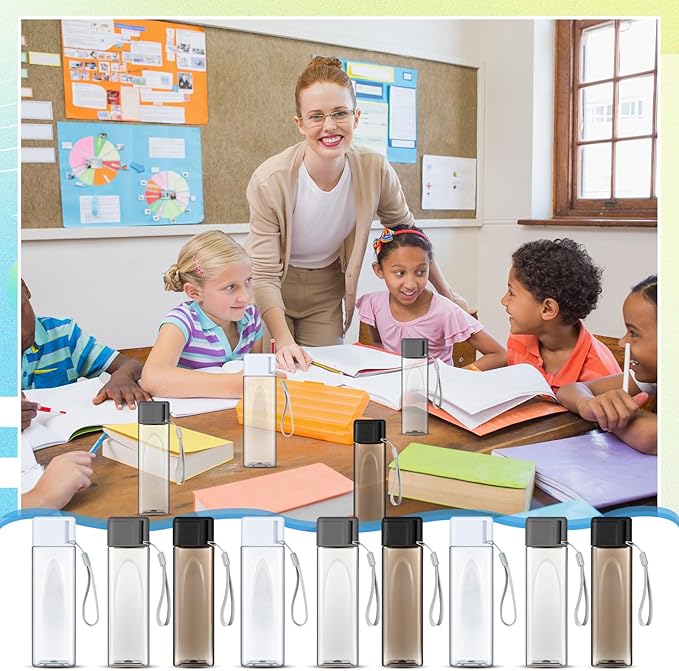 Mifoci 20 Pieces Water Bottle Bulk 17 oz Plastic Water Bottles Bulk Gym Sports Adults Reusable Large Water Bottles for Outdoor Fitness(Grey, White, Black,Rectangle)