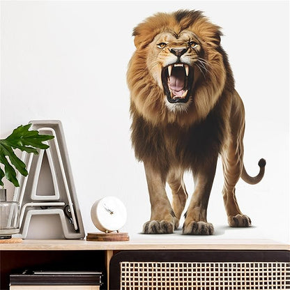 Lion Wall Decals, Vinyl Removable 3D Stickers for Bedroom Nursery Decor - Peel and Stick Cute Baby Girl Boy Toddler Kids Room Art Decoration, Woodland Forest Safari Jungle Mural Waterproof