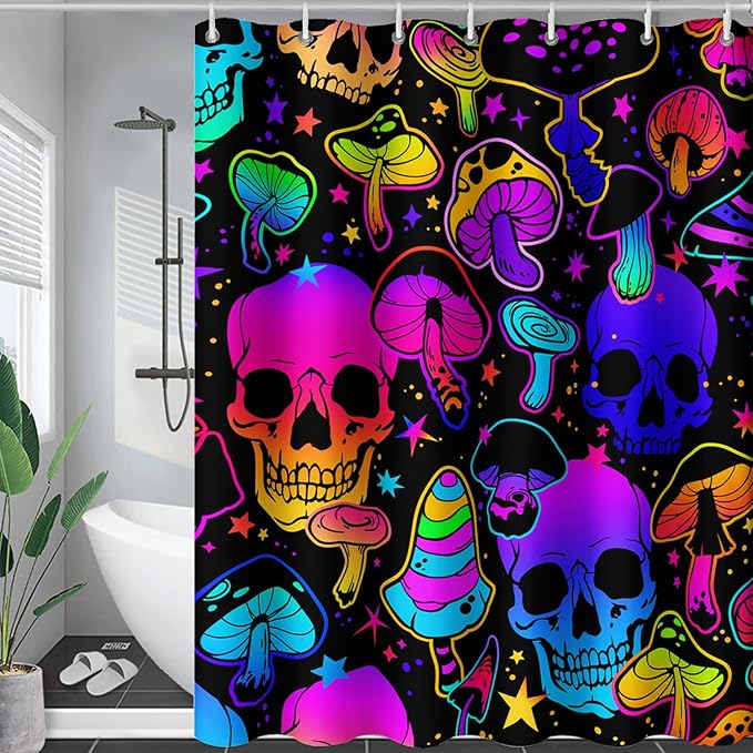 AILONEN Rose Flower Shower Curtain,Colorful Rose Flower Bath Curtain for Kids Girls Women,Modern Romantic Floral Flower Print Polyester Waterproof with 12 Plastic Hooks 60" W*72" H