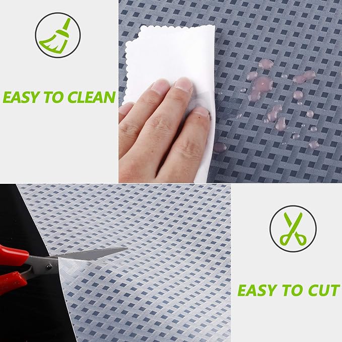 Refrigerator, Freezer, Fridge Shelf Liners and Drawer Mats 11.8 Inch Wide x 157.5 Inch Long, Non Adhesive EVA Plastic Washable Waterproof Pads for Kitchen Cabinet, Pantry Closet, Cupboard, Clear