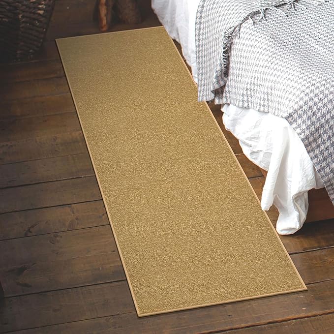Machine Washable Modern Solid Design Non-Slip Rubberback 2x6 Traditional Runner Rug for Hallway, Kitchen, Bedroom, Living Room, 2'2" x 6', Beige