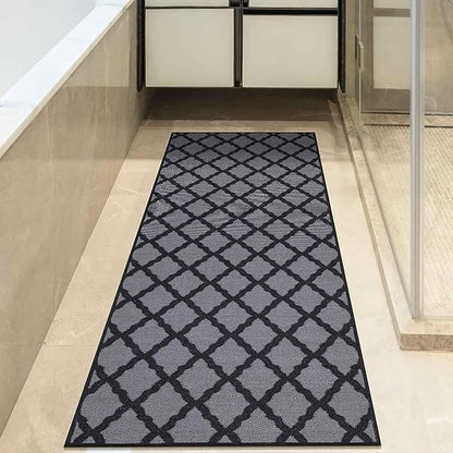 Machine Washable Moroccan Trellis Design Non-Slip Rubberback 2x6 Traditional Indoor Runner Rug for Hallway, Kitchen, Bedroom, 2'2" x 6', Dark Gray
