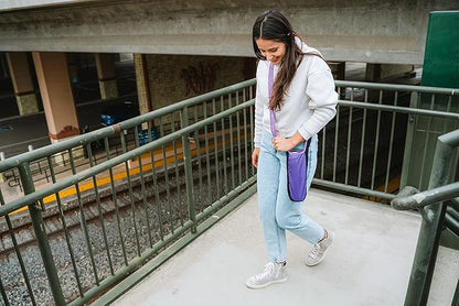 ChicoBag rePETe Water Bottle Sling w/Strap, Carabiner Clip, Built-In Pouch, & Convenient Pockets | Eco-Conscious | Perfect for Walks, Hikes, Outdoor Festivals | Amethyst (Pack of 2)