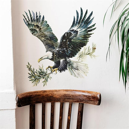 Watercolor Style Eagle Wall Decal Animals Wall Sticker Safari Wall Decor for Nursery Kid'sroom School Classroom Livingroom Bedroom Bathroom Decoration (Watercolor Style Eagle 2)
