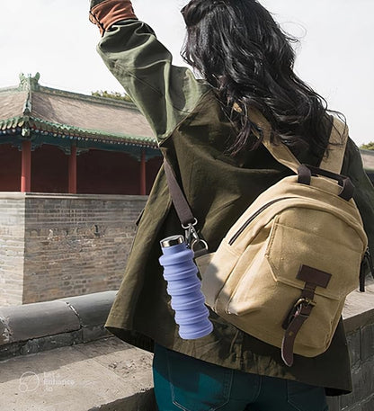 Collapsable Water Bottle, 500 ml, BPA Free, Silicone Bottle for Travel, Gym, Cycling, Hiking (Dark Grey)