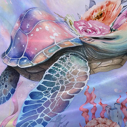 AILONEN Kawaii Sea Turtle Shower Curtain,Tie Die Turtle Bath Curtain Cloth Fabric Bathroom 72" W*96" H Inch,12 Pack Hooks for Kids Child Cute Watercolor Pink Sea Animal Bathroom Curtain