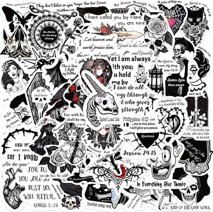 50Pcs Gothic Style Stickers Pack - Dark Aesthetic Vinyl Stickers, Easy to Apply, for Water Bottles, Laptops, Phones, Skateboards, Adults, Teens, Kids