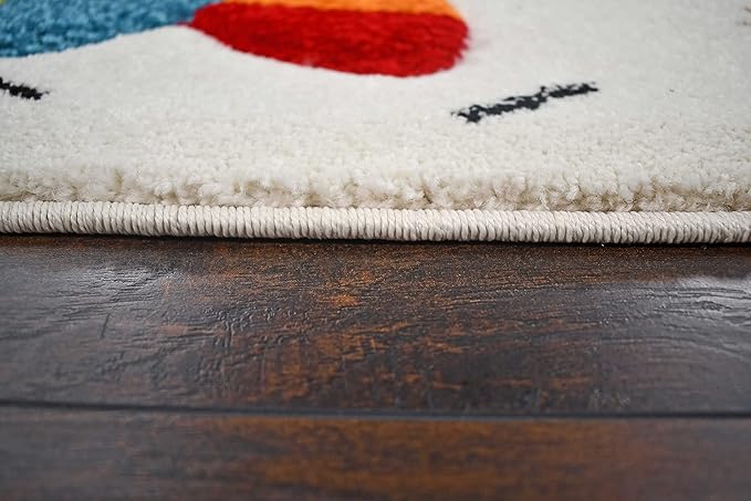 KC Cubs Boy & Girl Modern Decor Multicolor Area Rug and Carpet Collection for Kids, Toddlers and Baby Nursery, Animal Friends in Outer Space