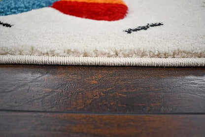 KC Cubs Boy & Girl Modern Decor Multicolor Area Rug and Carpet Collection for Kids, Toddlers and Baby Nursery, Animal Friends in Outer Space