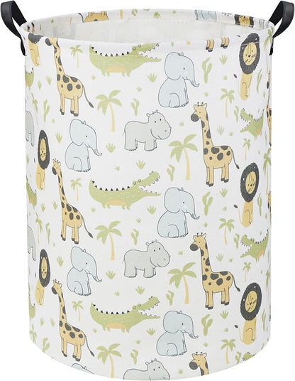 Animal Baby Laundry Basket Baby Hamper Kids Hamper Basket Toy Storage Bin for Boys Room Decor Baby Nursery Hamper Gift Baskets for Bedroom Bathroom(Green Animal)