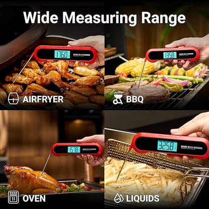 Professional Meat Thermometer Digital, 3X Faster (0.5sec) Instant Read with High Accuracy(±0.5°F), IP67 Waterproof & Backlit for Grill, BBQ, Oven, Smoker, Kitchen, Certified by NSF & NIST