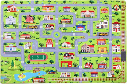 Kids Playmat Car Rug Educational Car Rugs Extra Large City Life Play Mat for Bedroom Play Room Game Area Non Slip Kids Foam Rug Playtime Activity Mat for Toddler Baby Boys and Girls 8 x 10