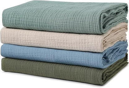 GLLQUEN BABY Muslin Swaddle Blankets for Boys and Girls, 4-Pack Baby Blankets for Girl Boy, Newborn Receiving Blanket, Baby Swaddle Blanket Unisex, Baby Essentials, Registry & Gift