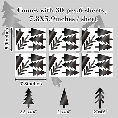Pine Tree Wall Stickers 3D Acrylic Mirror Wall Stickers Decor Black Small Tree Wall Decals Peel and Stick Pine Tree Art Decals Acrylic Wall Stickers for Nursery Kids Bedroom Decor