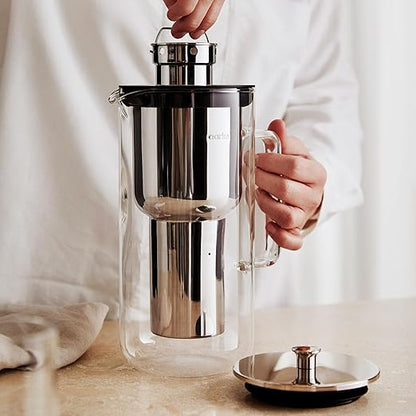 aarke Purifier Glass Water Pitcher, Refillable Stainless Steel Filter, 8-Weeks Performance, BPA-Free, Dishwasher Safe, Pure & Enriched Refill Granules, 1.18L (5 Cups) Capacity