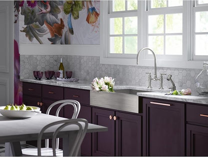 KOHLER Vault 30" Single Bowl 18-Gauge Stainless Steel Apron Front Kitchen Sink Undermount Installation K-3943-NA