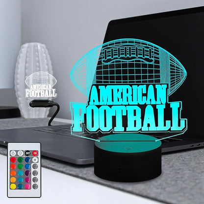 Illusion 16 Color Change Touch Remote Control LED Night Light USB Charge Portable American Football RGB Glowing Acrylic Lamp with Stand Gift for Fans Bar Decor
