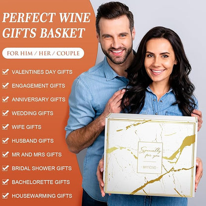 Anniversary Engagement Gifts for Men Women, Mr and Mrs Wine Tumblers Gifts - Funny Wedding Gifts for Couple, Bridal Shower, Newlywed - Insulated Wine Cooler Tote Bag with Glasses and Wine Accessories