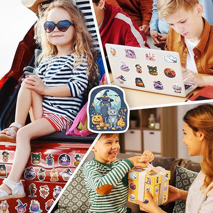 Halloween Stickers for Kids 100 Pcs, Lifany Non-Repeating Halloween Pumpkin Theme Stickers,Waterproof Pumpkin Witch Ghost Cute Stickers for Laptop Water Bottles Envelopes Gifts Tags Crafts Snowboard