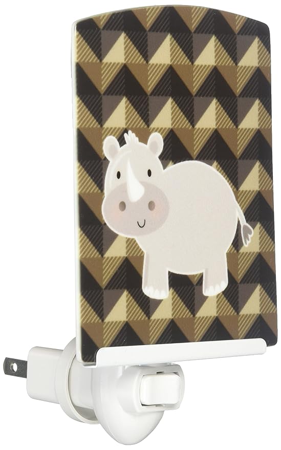 Caroline's Treasures BB7033CNL Rhinoceros Ceramic Night Light Compact, UL-Certified, Ideal for Bedroom, Bathroom, Nursery, Hallway, Kitchen, 6x4x3, Multicolor