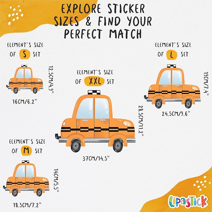 Large Car Wall Decals for Kids by Lipastick - 139 pcs Transports Wall Stickers Peel and Stick Truck Stickers - Wall Decals for Boys Kids Baby Room - Construction Cars City Wall Decor XXL Size