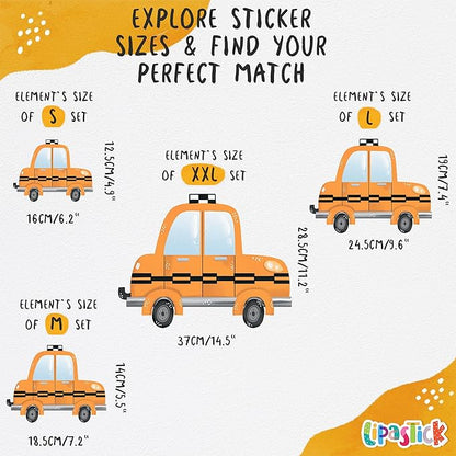 Large Car Wall Decals for Kids by Lipastick - 58 pcs Transports Wall Stickers Peel and Stick Truck Stickers - Wall Decals for Boys Kids Baby Room - Construction Cars City Wall Decor Removable M Size