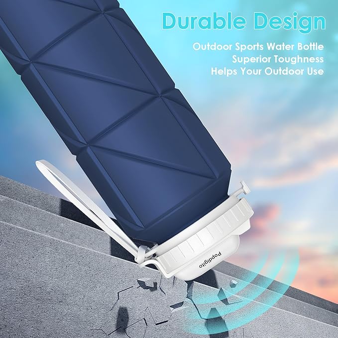 690ML Collapsible Water Bottles Reusable Leak Proof Silicone Water Bottle BPA Free Durable Foldable Sports Bottles & straw 23oz Lightweight Bottle for Gym Hiking Biking Camping Travel Bottle