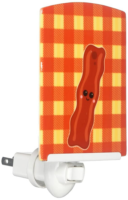 Caroline's Treasures BB7043CNL Bacon Face Ceramic Night Light Compact, UL-Certified, Ideal for Bedroom, Bathroom, Nursery, Hallway, Kitchen, 6x4x3, Multicolor