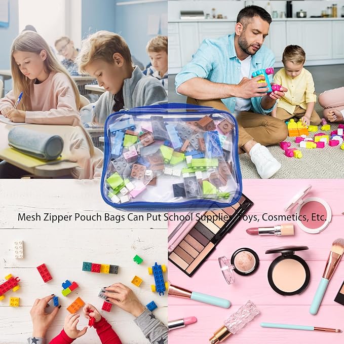 6 Pack Large Toy Storage Bags, Clear Pvc Zipper Bags for Organizing, Waterproof Toy Bags for Board Games, Building Blocks, Puzzles, Small Toys and Kids Books