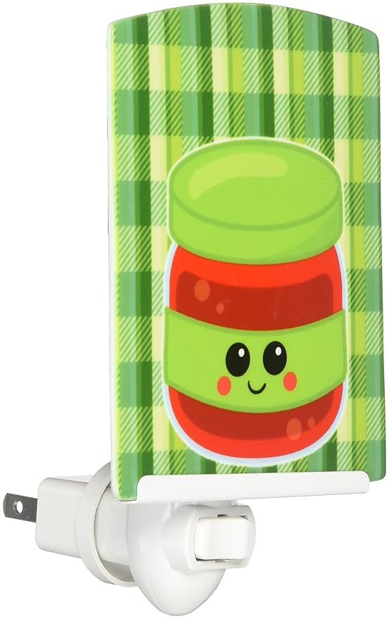 Caroline's Treasures BB7051CNL Jelly Jar Face Ceramic Night Light Compact, UL-Certified, Ideal for Bedroom, Bathroom, Nursery, Hallway, Kitchen, 6x4x3, Multicolor