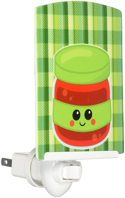 Caroline's Treasures BB7051CNL Jelly Jar Face Ceramic Night Light Compact, UL-Certified, Ideal for Bedroom, Bathroom, Nursery, Hallway, Kitchen, 6x4x3, Multicolor