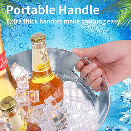 3Pcs Ice Buckets for Parties, 4 Gallon Small Metal Bucket Galvanized Ice Tub Stainless Steel Beverage Drink Buckets Bulk with 2Pcs Ice Scoops, Each for 5-6 Bottles of Beer Wine Champagne