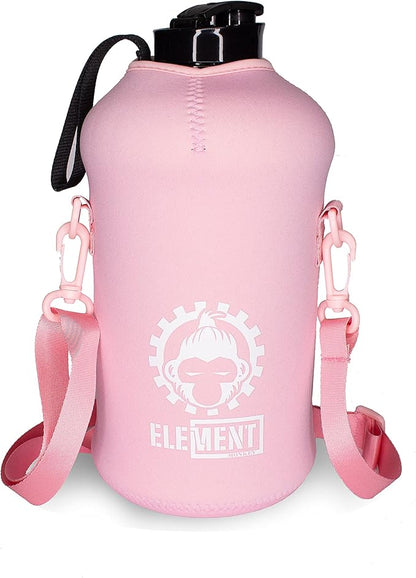 2.2 Liter Pink Water Bottle with Sleeve – BPA Free Large Water Bottle (72 Ounce) Big Sports Bottle Jug with Handle and sleeve, Black