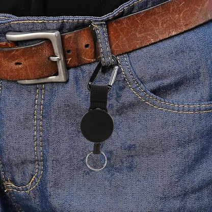 2PCS Retractable Keychain - Portable Heavy Duty Carabiner Clip & Bottle Opener, Badge Holder Key Ring, Flat Beer Openers, Badge Reel Key Chain, Camping Accessories