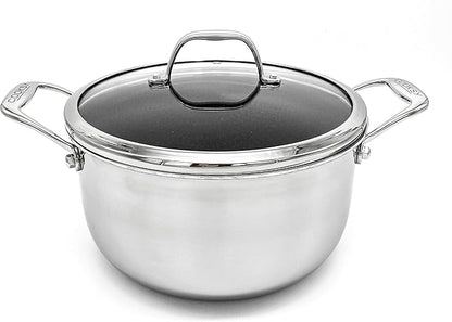 6.0 Quart Hexagon Surface Hybrid Stainless Steel Stock Pot with Lid