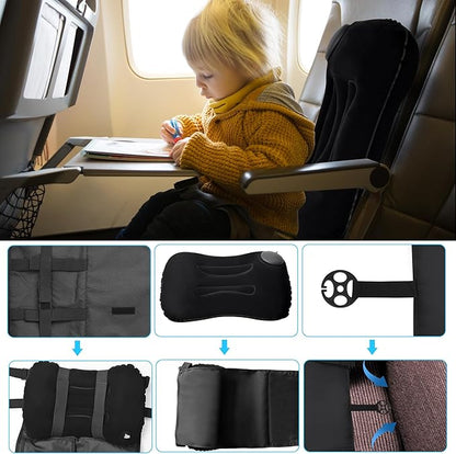 Airplane Seat Extender for Kids with Pillow - Toddler Travel Bed & Toddler Airplane Bed - Must Have for Travel with Kids - Inflatable Foot Rest Airplane & Airplane Kids Bed -Toddler Travel Essential