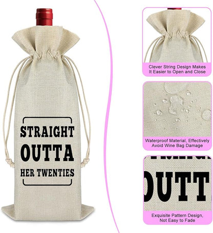 30 Years Old Happy Birthday Gift Wine Bag Funny 30th Birthday Gifts for Women Cotton Wine Wrap Bag Turning 30 Gifts Burlap Wine Bottle Bag 30th Anniversary Ideas Gift for Mom Wife Friend Sister