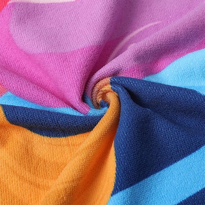 2Pcs Unicorn and Mermaid Kids Bath Pool Beach Hooded Poncho Super Soft & Absorbent Towel with Drawstring Bag, 24 x 24 Inches