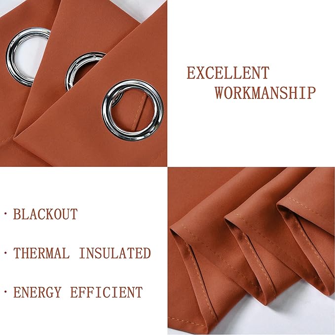 Rust Valances for Windows 42X18 Inches Blackout Thermal Insulated Valance with Grommet Top for Kitchen Living Room Short Straight Drape Valance for Bedroom Kids Room 1 Panel