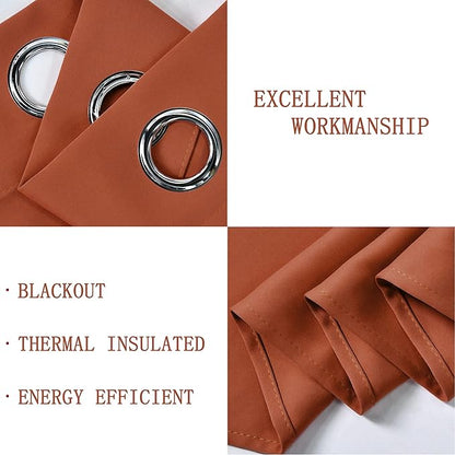Rust Valances for Windows 42X18 Inches Blackout Thermal Insulated Valance with Grommet Top for Kitchen Living Room Short Straight Drape Valance for Bedroom Kids Room 1 Panel